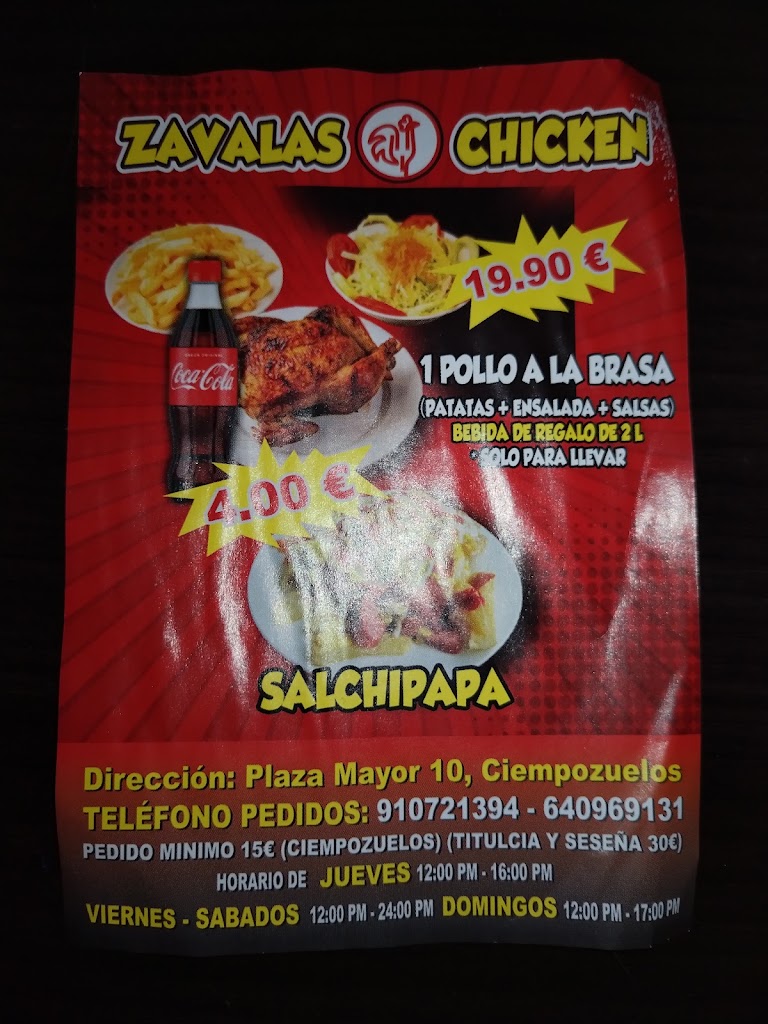 Zavala's Chicken — Carta