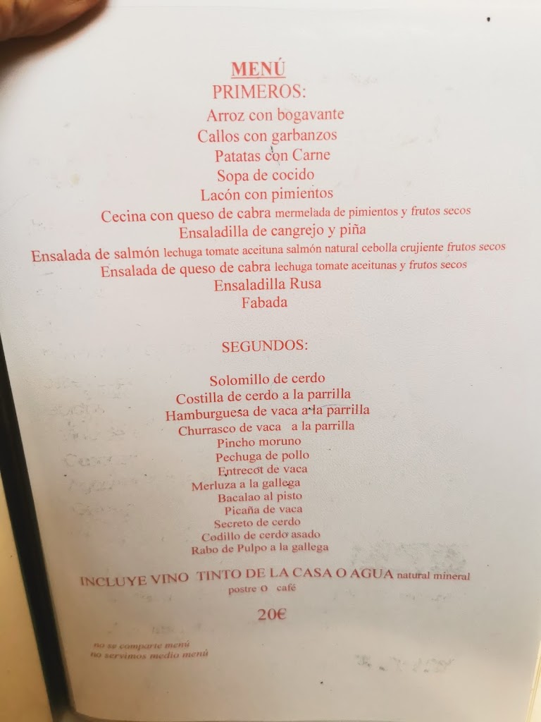 Restaurante de Alessandra — Carta