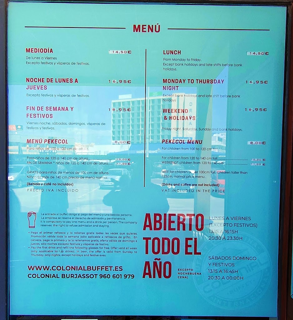 Colonial Buffet — Carta
