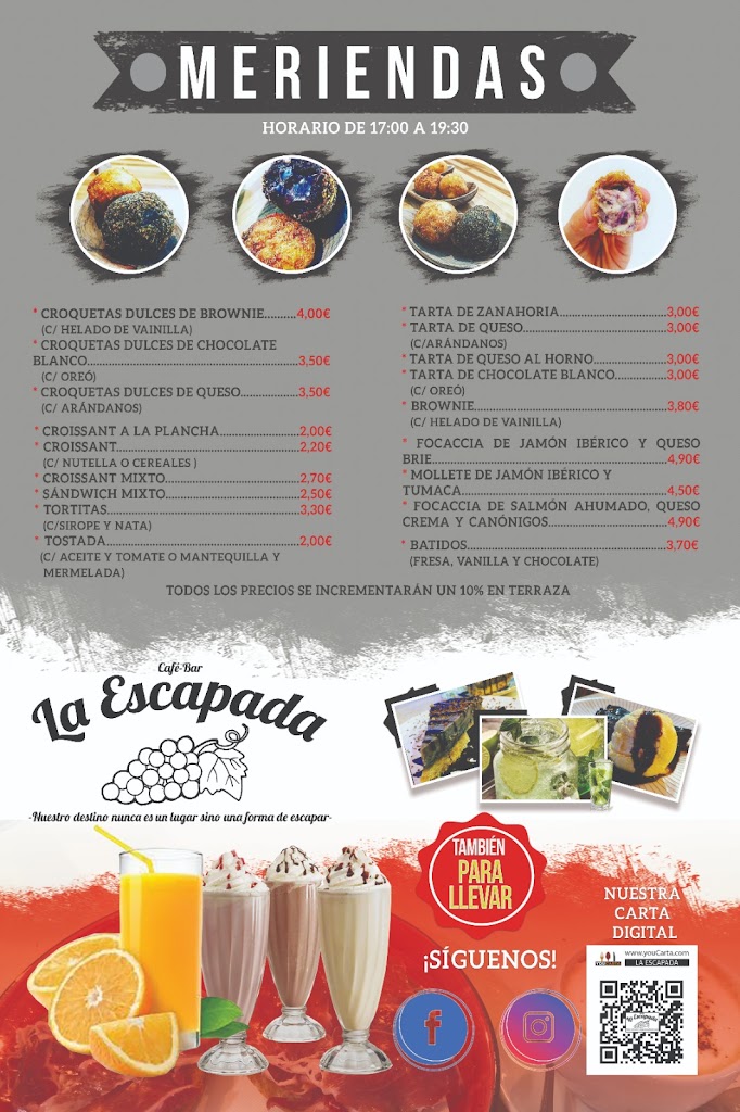 Cafe-Bar La Escapada — Carta
