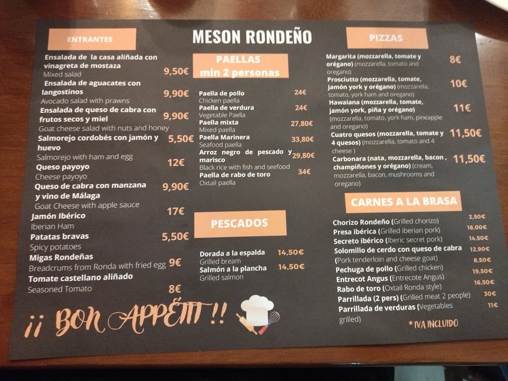 Meson Rondeno — Carta