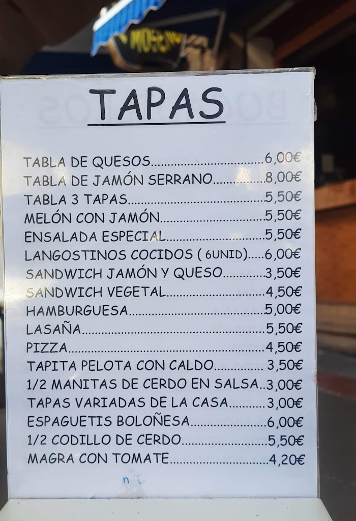 Bodega Bar El Moseno — Carta