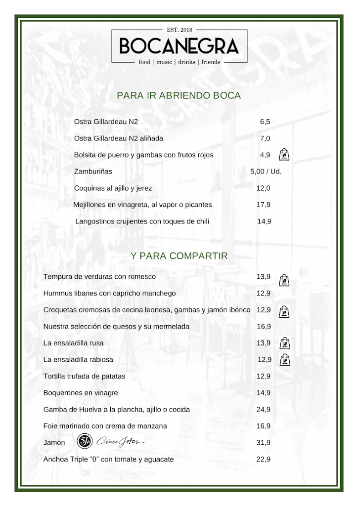Restaurante BOCANEGRA — Carta