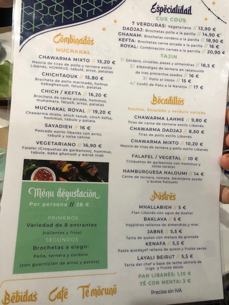 Bar restaurante Sesamo — Carta