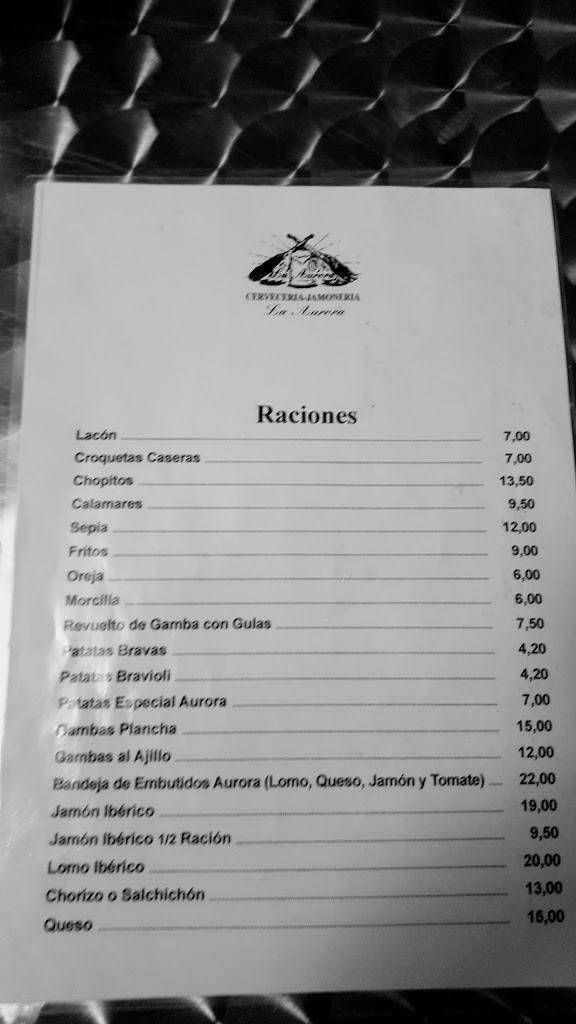 Cerveceria Aurora — Carta