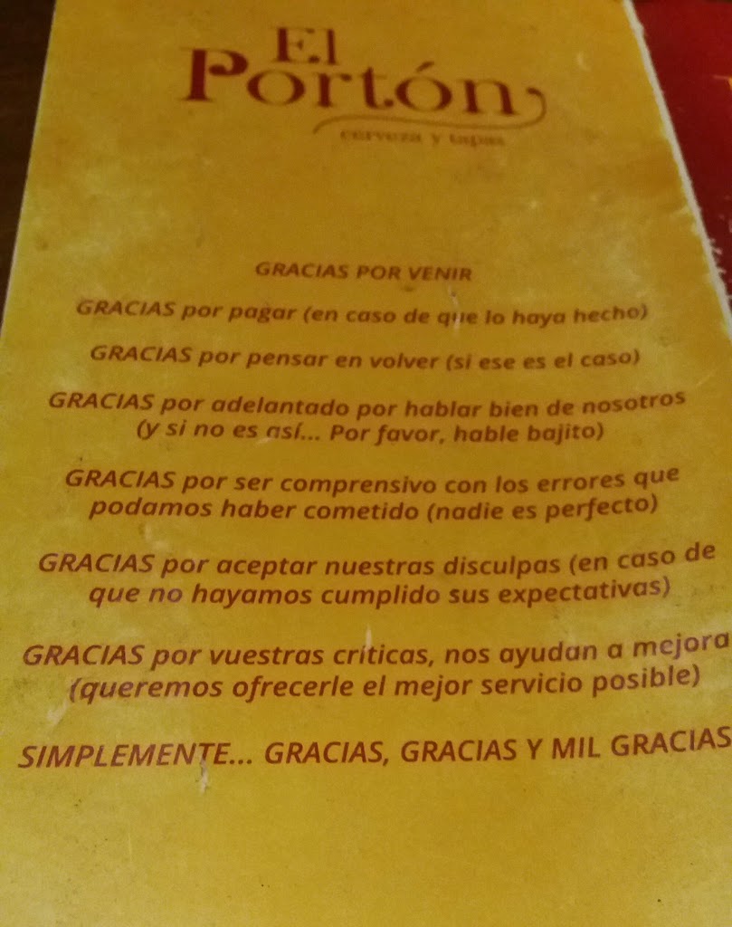 El Porton - Cerveza y Tapas — Carta
