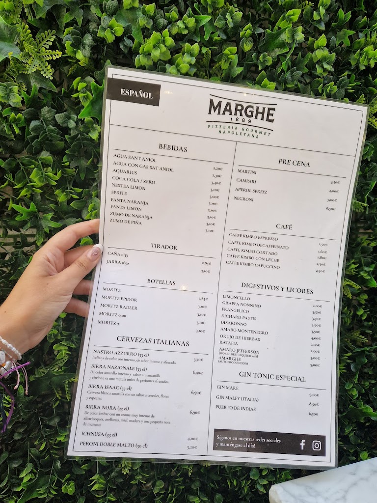 Pizzeria Marghe 1889 — Carta