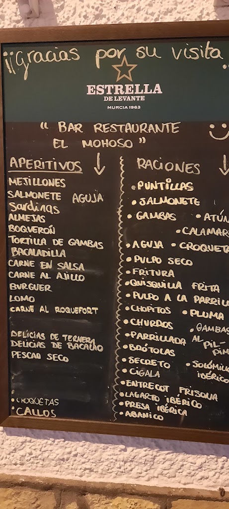 Bar Mohoso — Carta