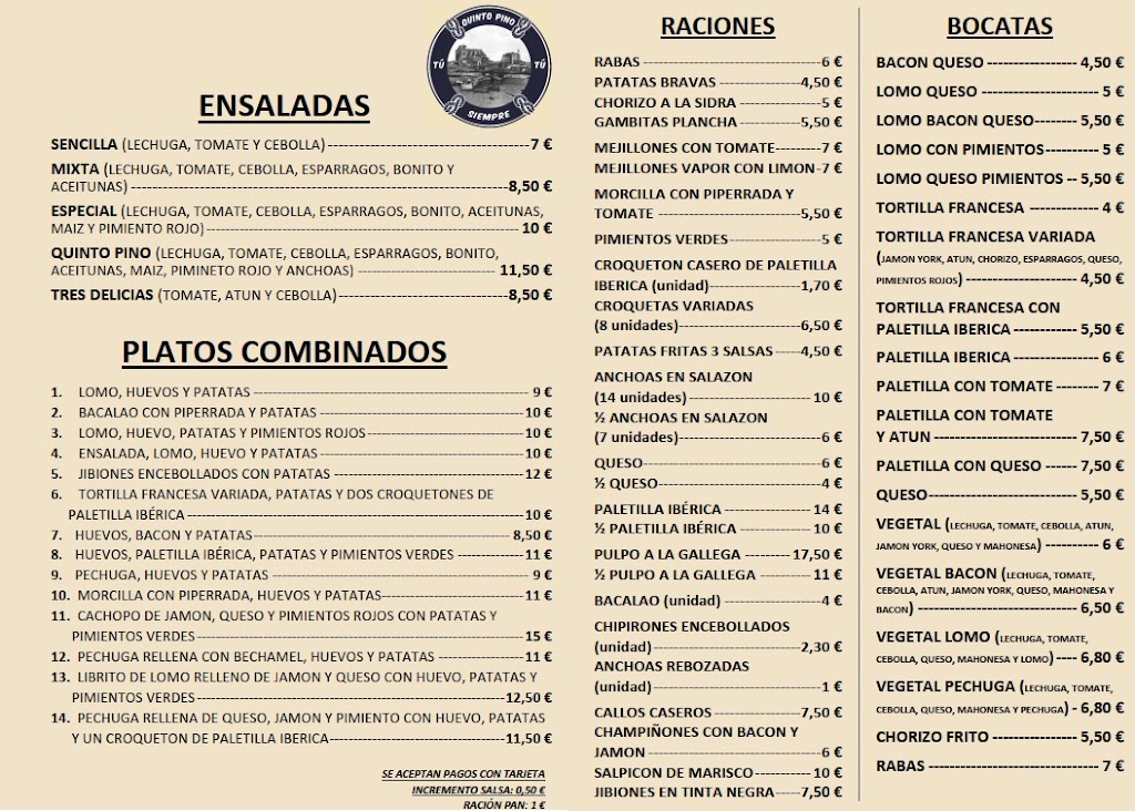 Bar Quinto Pino — Carta