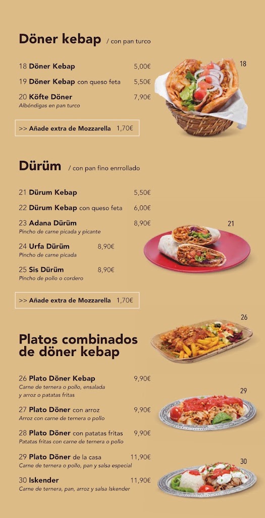Bella Istanbul Badalona — Carta