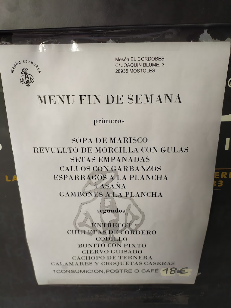 Meson Cordobes — Carta