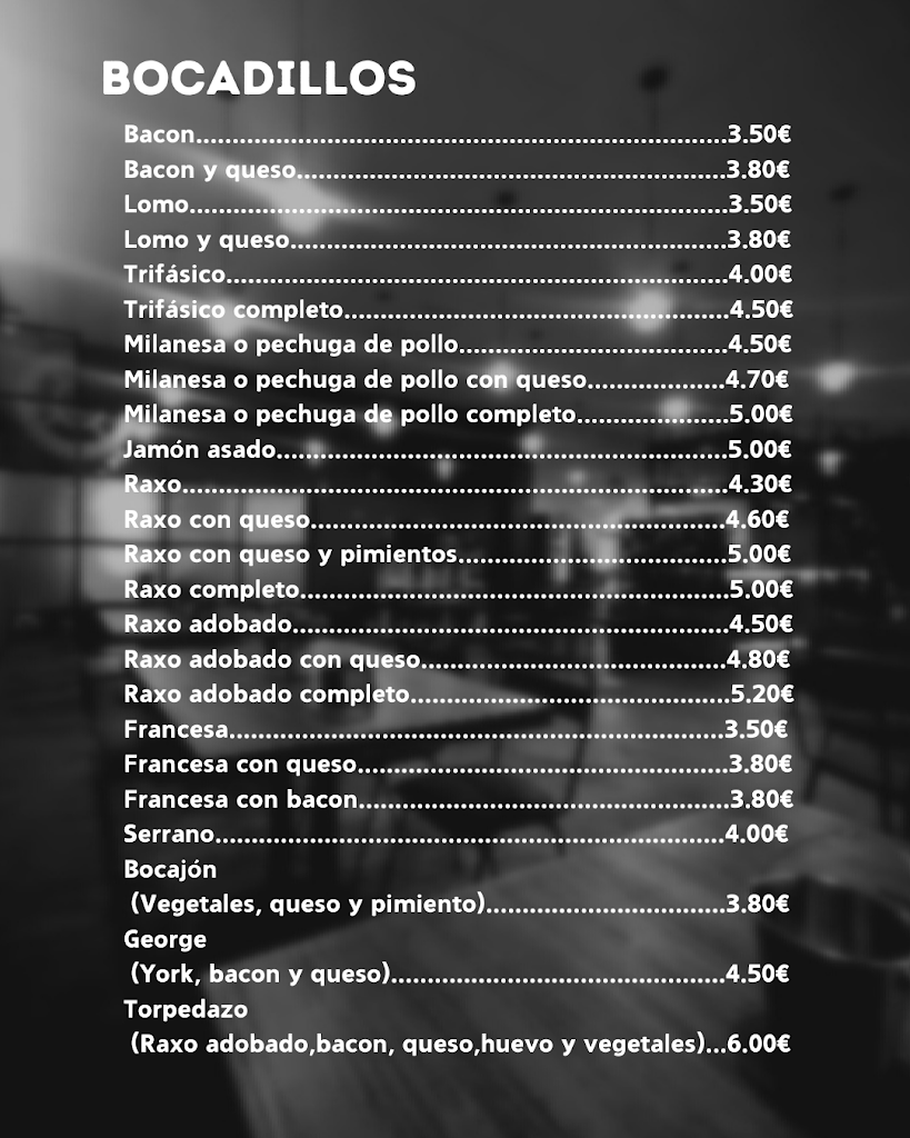 La Ofi Cafe Bar — Carta