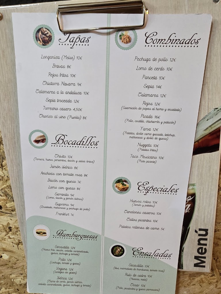 Secastilla Coffee Shop — Carta