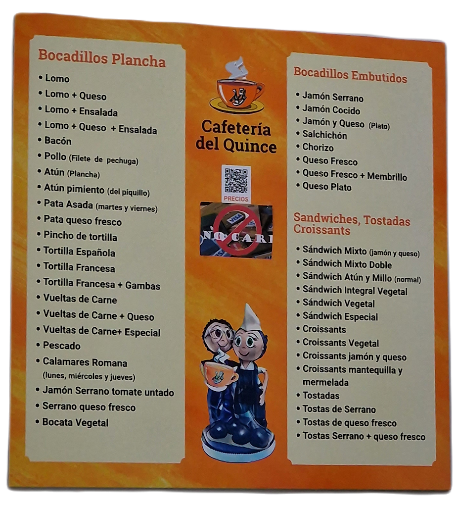 Cafeteria Del 15 — Carta