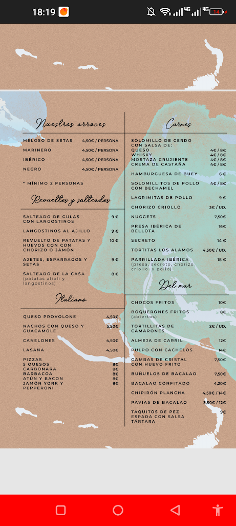 Restaurante Alamo — Carta