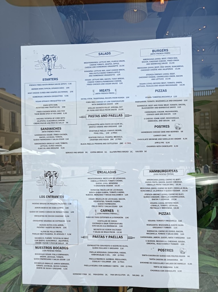 Taberna El Puente — Carta