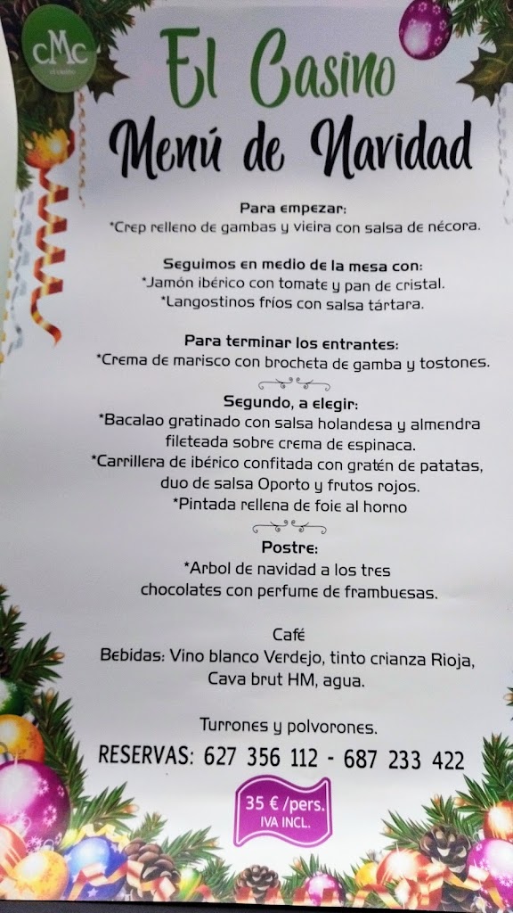 Restaurante Casino — Carta