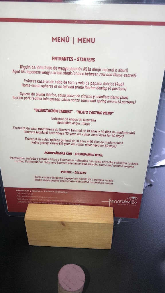 Restaurante Panoramico — Carta