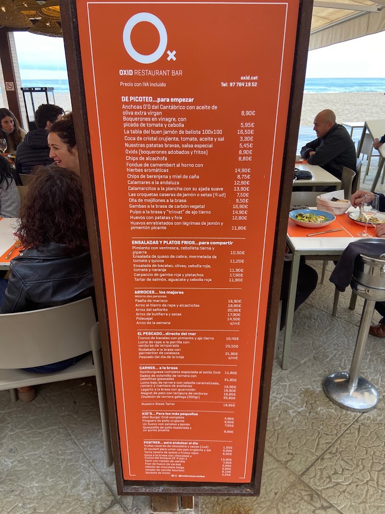 Restaurante Oxid — Carta