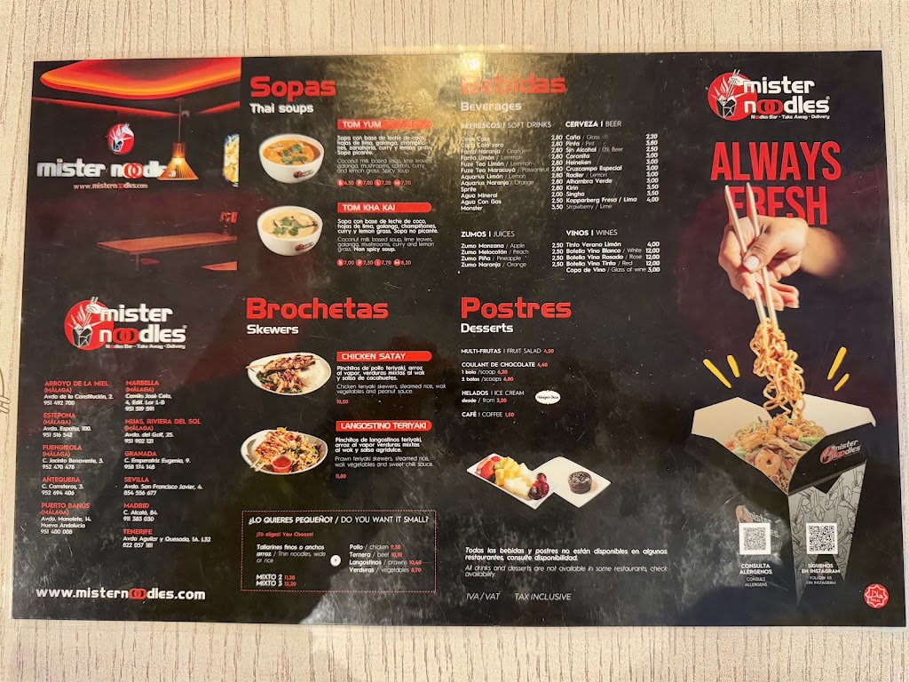 Mister Noodles Antequera — Carta