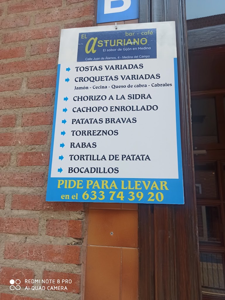 Cafe-Bar El Asturiano — Carta