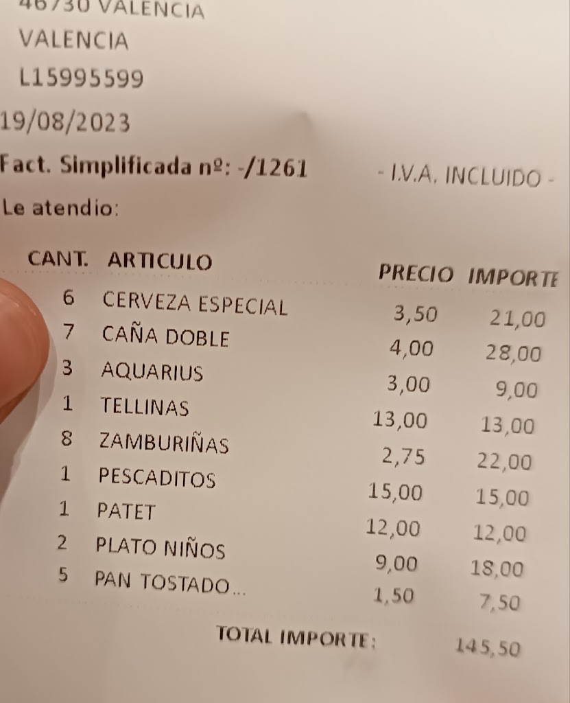 Ca Patxi — Carta