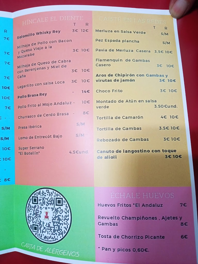 Cerveceria El rey del botellin — Carta