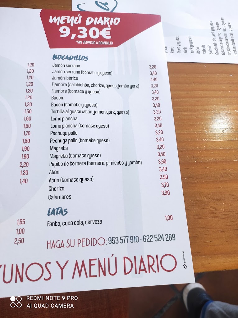 La Taberna Bar-Restaurante — Carta
