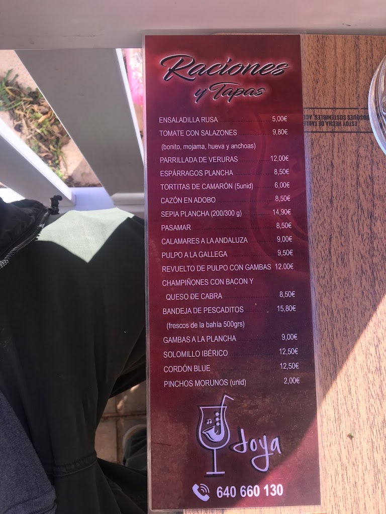 Bar Joya, Cafe y Tapas — Carta