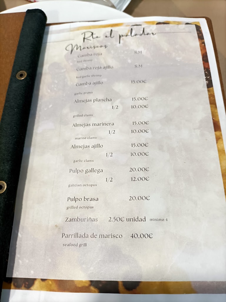 Restaurante El Paladar — Carta
