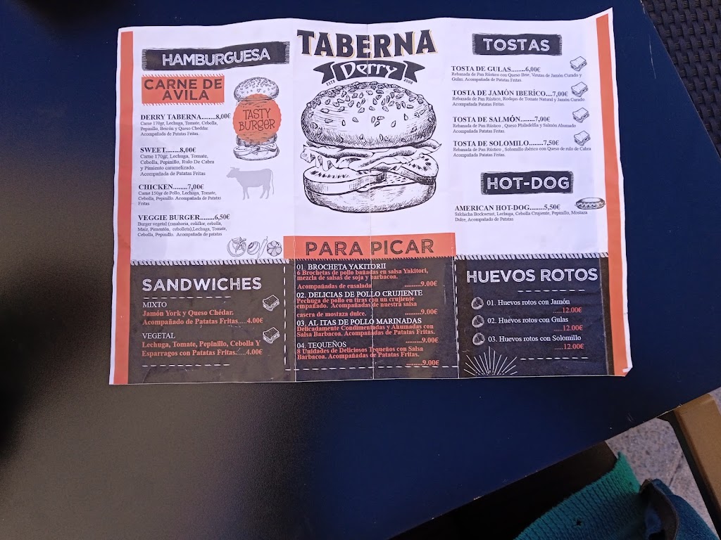 La Taberna del Derry — Carta