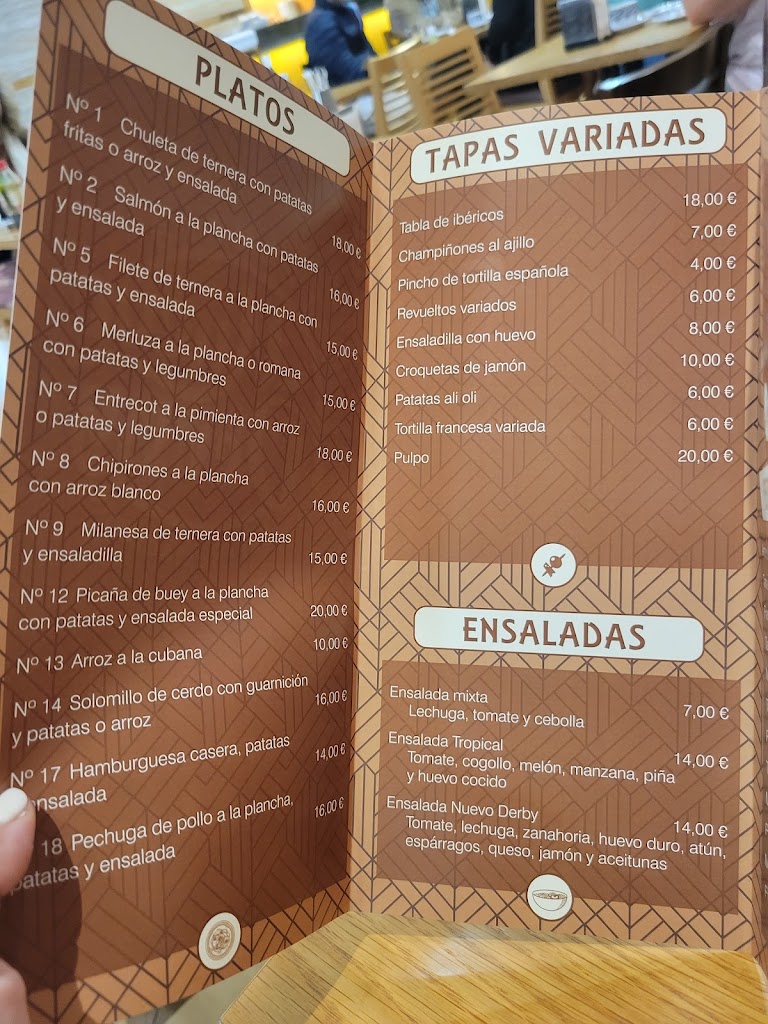 Cafeteria Nuevo Derby — Carta