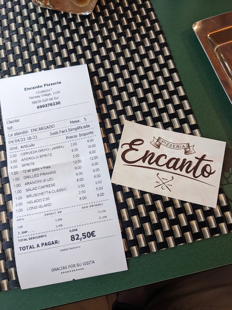 Encanto Pizzeria — Carta