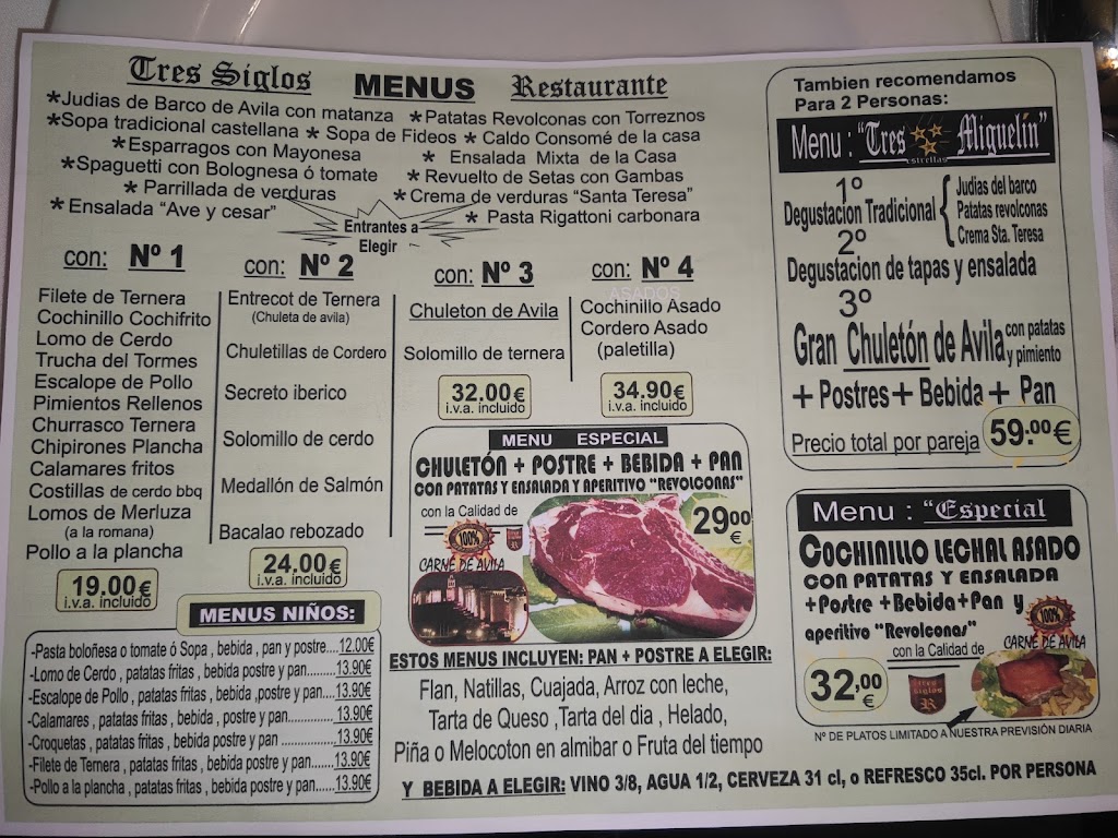 Tres Siglos ( Chuleton de Avila) — Carta