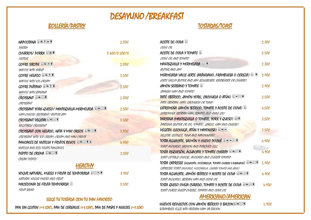 Cafeteria Restaurante Bari — Carta