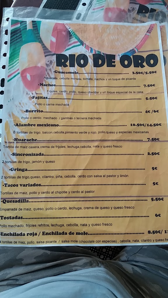 Bar Cafeteria Rios de Oro Barreto — Carta