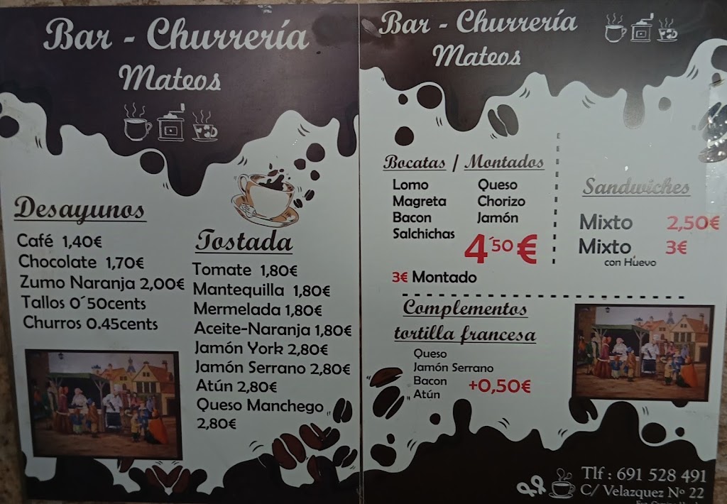 BAR-CHURRERIA MATEOS. — Carta