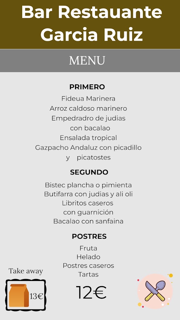 Bar restaurante Garcia Ruiz — Carta