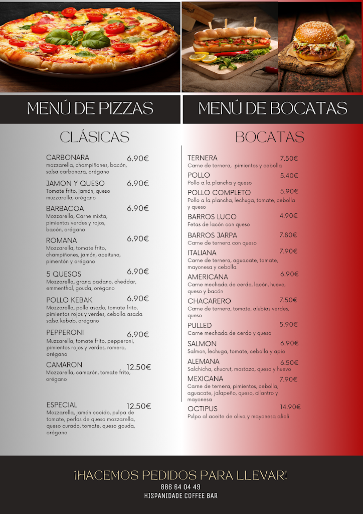 Coffe&Bar Hispanidade — Carta