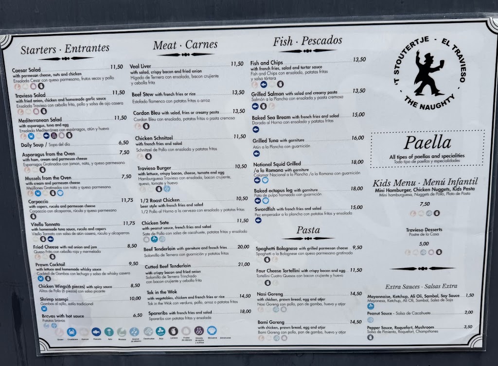Restaurante El Travieso — Carta