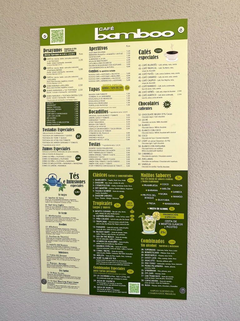 Cafe Bamboo — Carta