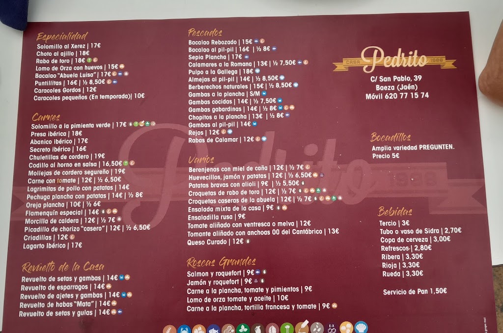 Bar Pedrito Guadalquivir — Carta