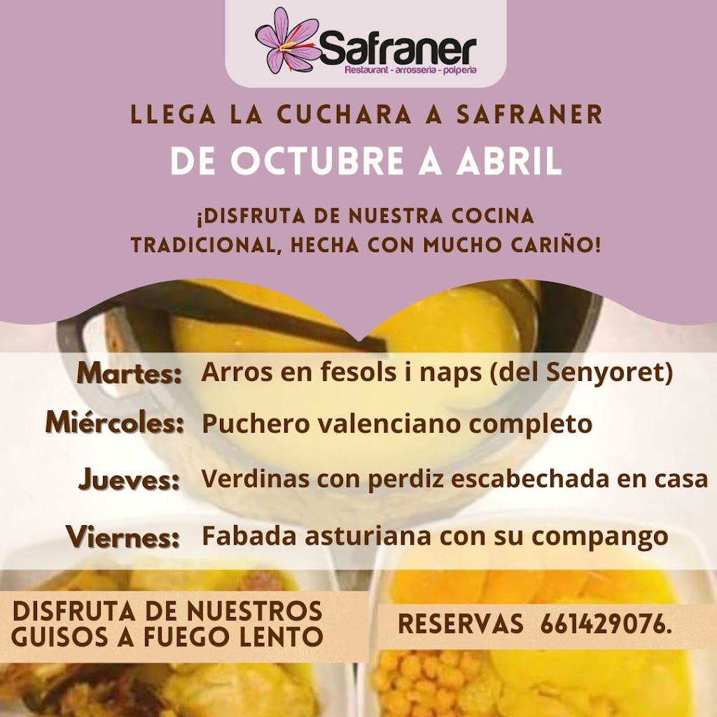 Safraner Restaurant-arrosseria-polperia — Carta