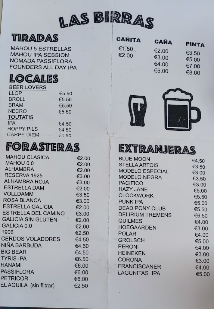 La Birreria — Carta