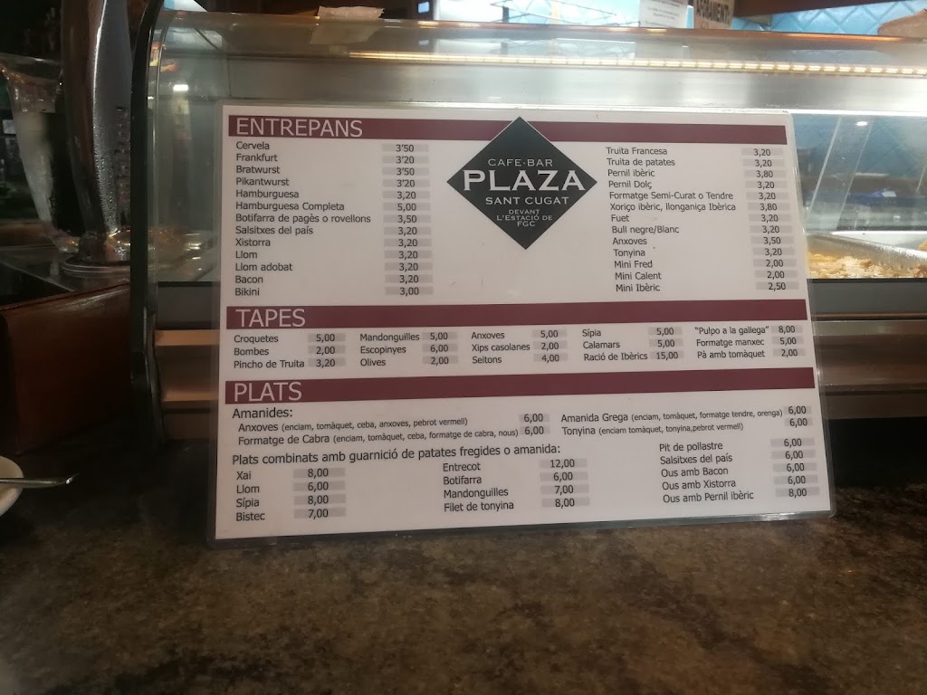 Cafeteria Placa — Carta