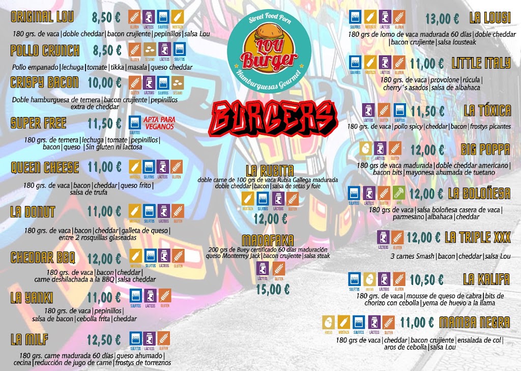 Restaurante LOU burger — Carta