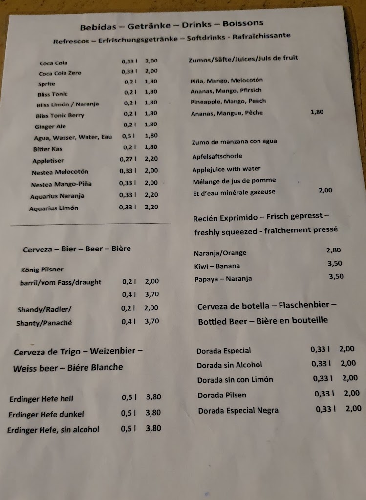 Cafe Alba — Carta