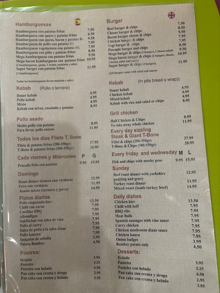 Restaurante Oasis — Carta