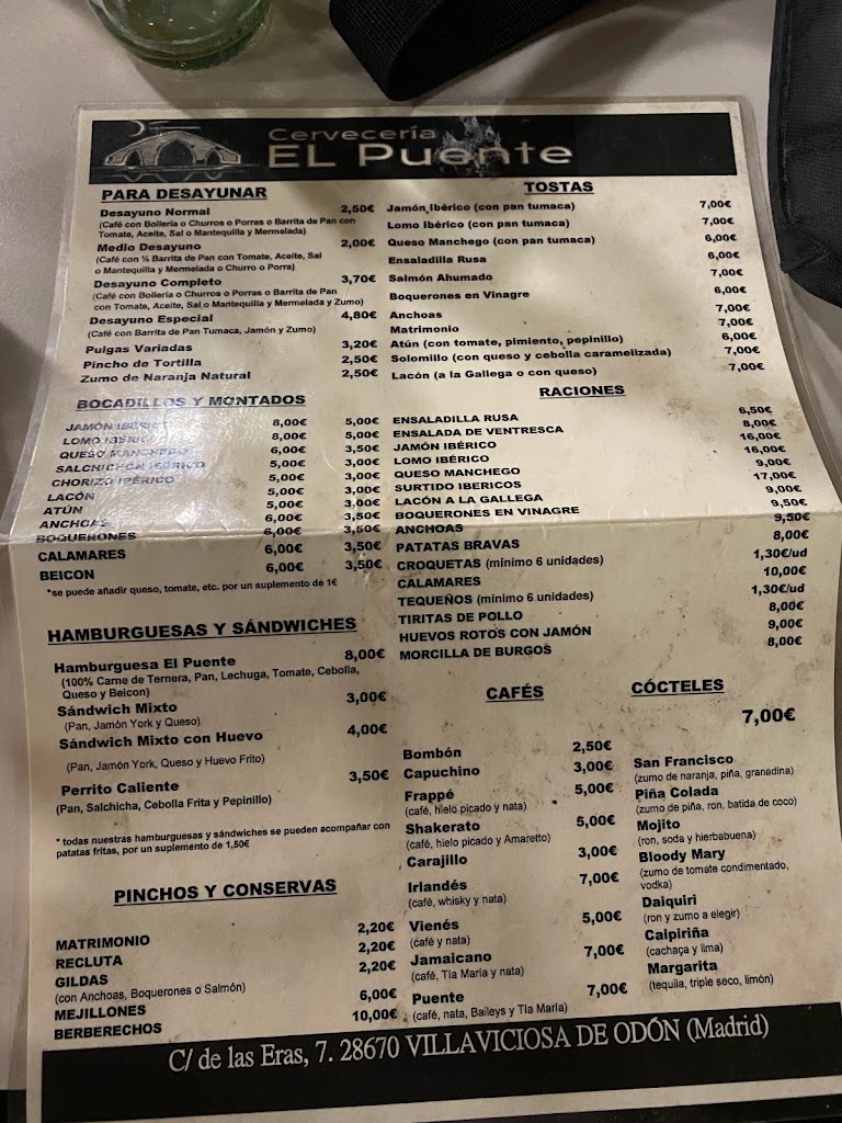 El Puente 2.0 Bar — Carta