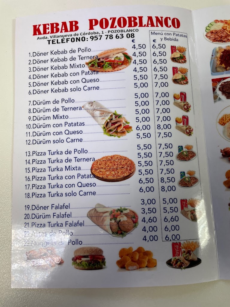 Doner Kebab Pozoblanco — Carta